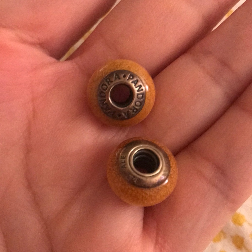 (2) Wood pandora charms